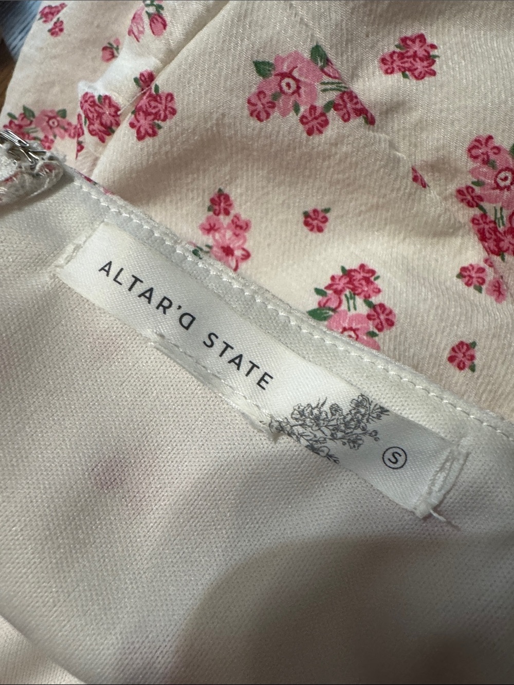 Altar’d State Floral Corset Mini Dress Size Small Cottagecore Puff Sleeve - Picture 7 of 8